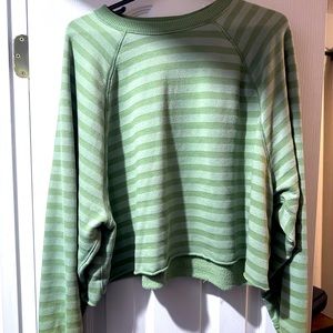 American Eagle Stripped Crop Long Sleeve Shirt